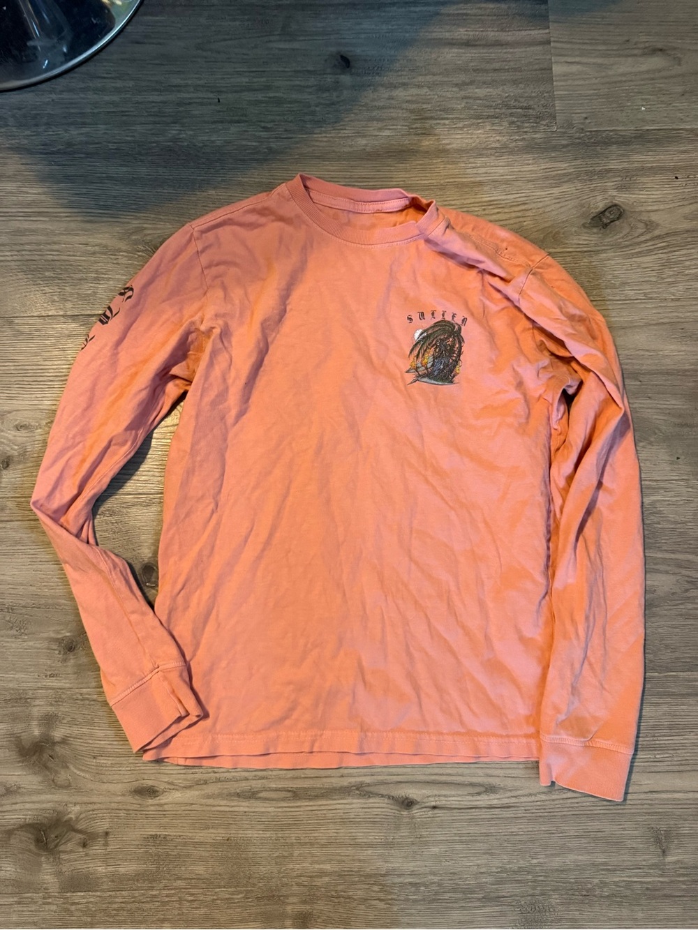 Kids Long Sleeve Graphic Tee in Coral Pink